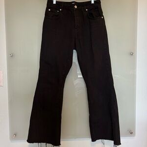 Anine Bing Black Crop Flare Button Fly Jeans